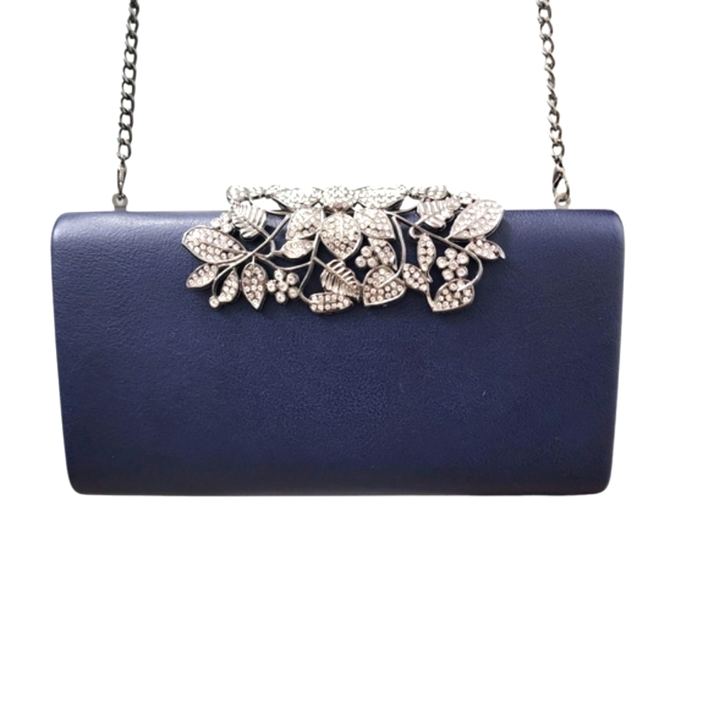 Blue Crystal Embellished Clutch